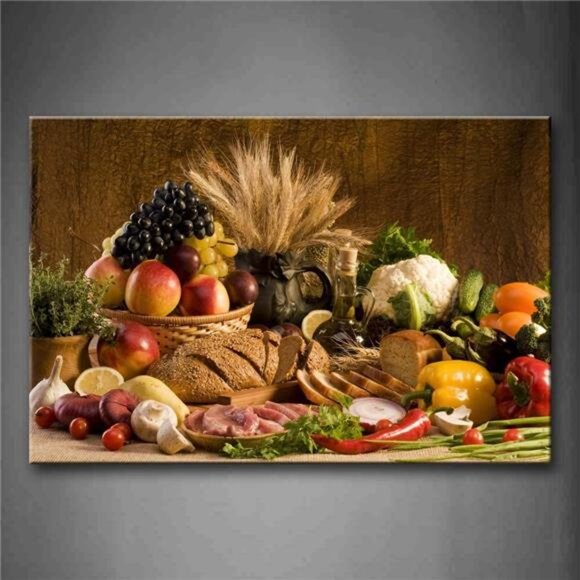 Food Wall Art Fruit Canvas Dining Room Brown Picture Kitchen Wall Decor